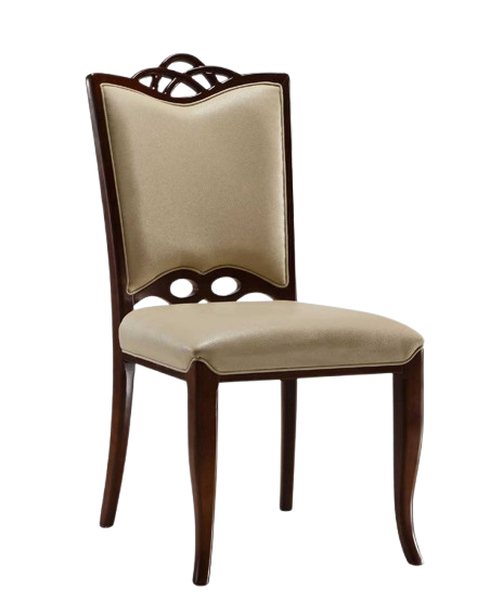 Regent Wood Vegan Leather Dining Chair in Cream - Set of 2