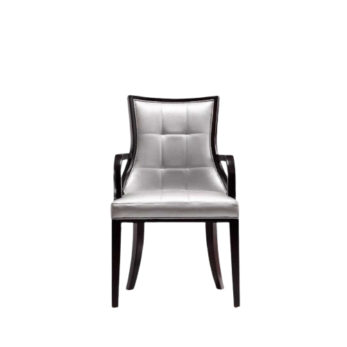 Fifth Avenue Wood Upholstered Accent Chair in Silver