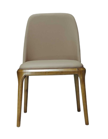Courding Wood Vegan Leather Accent Chair in Tan