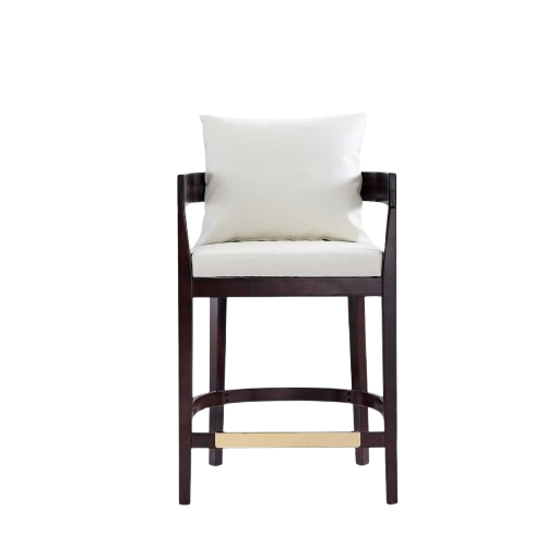 Ritz Wood Upholstered Counter Stool in Ivory