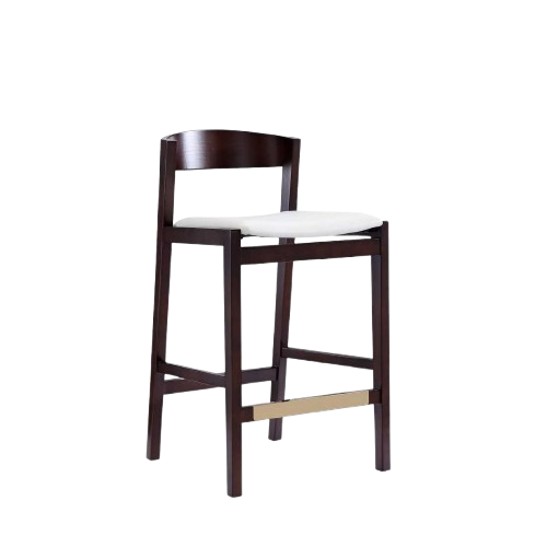 Klismos Wood Upholstered Counter Stool in Ivory