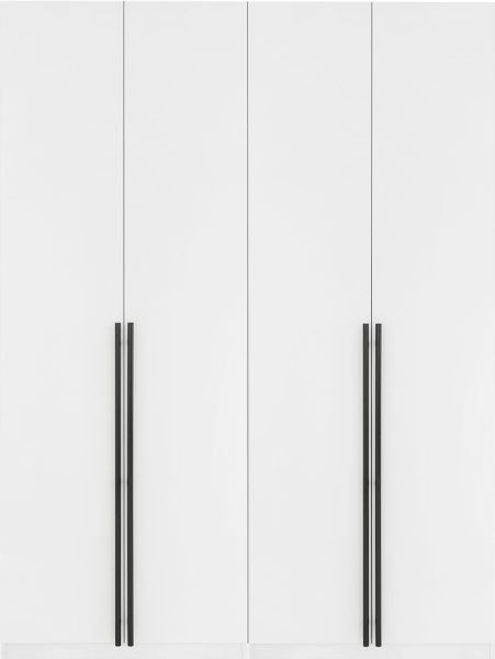 Lee Modern Freestanding Wardrobe Closet 2.0 with 1 Hanging Rod, 1 Shelf, and 2 Drawers in White- Set of 2