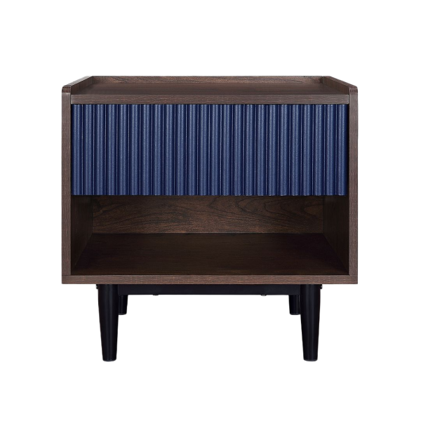 Duane 20" Fluted Nightstand in Navy Blue (1-Drawer)