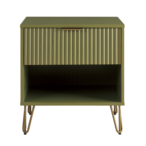 Dumbo 20" Fluted Nightstand in Olive Green (1-Drawer)