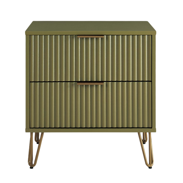 Dumbo 20" Fluted Nightstand in Olive Green (2-Drawer)