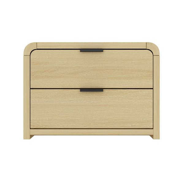 Grace 28" Nightstand in Natural Oak and Black (2-Drawer)
