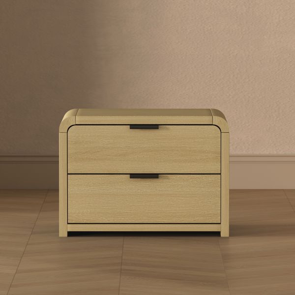 Grace 28" Nightstand in Natural Oak and Black (2-Drawer)