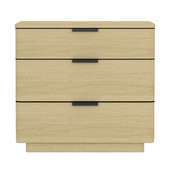 Payton Modern Nightstand with 3 Drawers in Natural Oak and Black