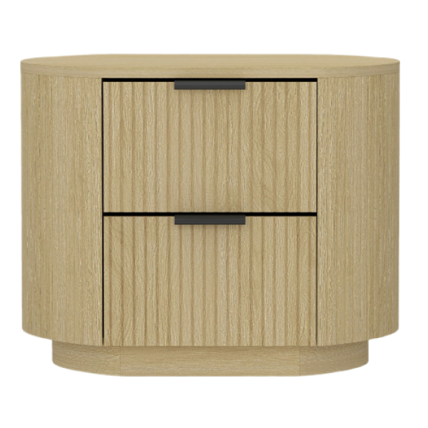Olivia Modern Nightstand with 2 Drawers in Natural Oak and Black