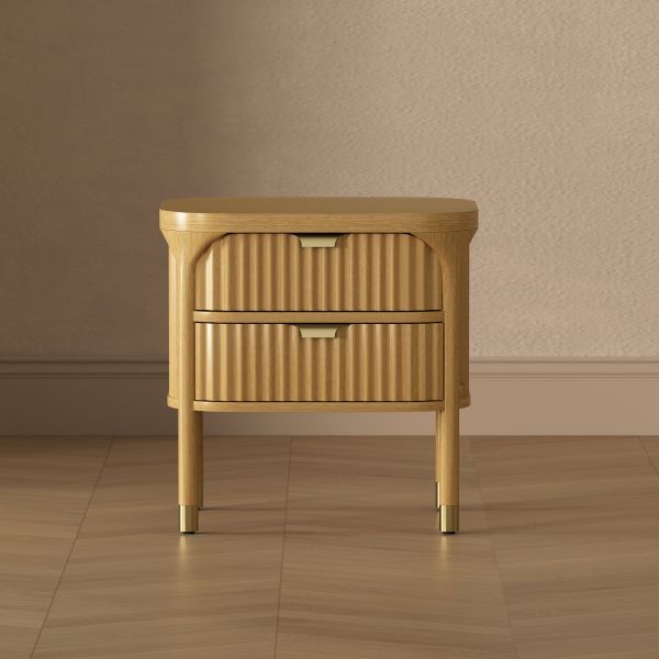 Park 24" Solid Wood Nightstand in Natural (2-Drawer)