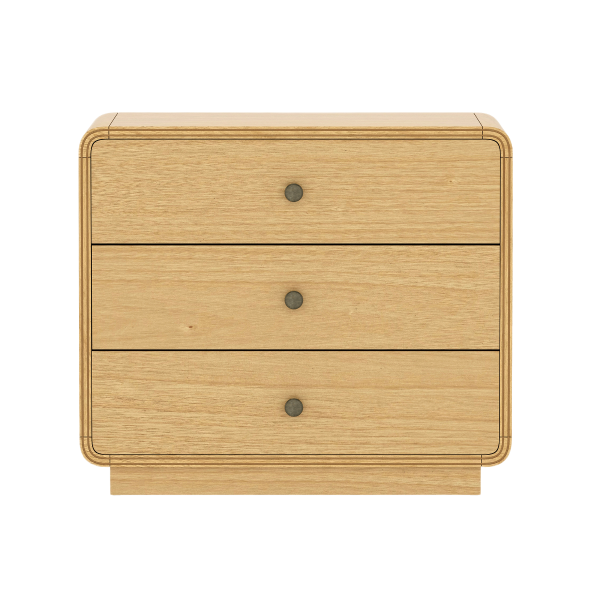Liora 28" Solid Wood Nightstand in Natural (3-Drawer)