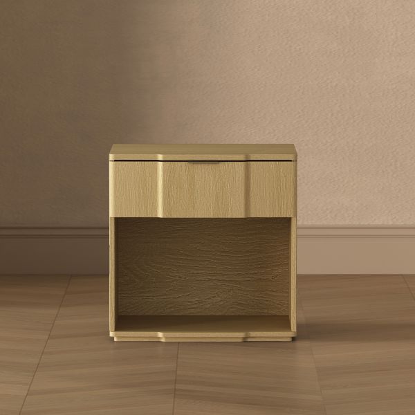 Clive 22" Nightstand in Natural Oak and Gold (1-Drawer)
