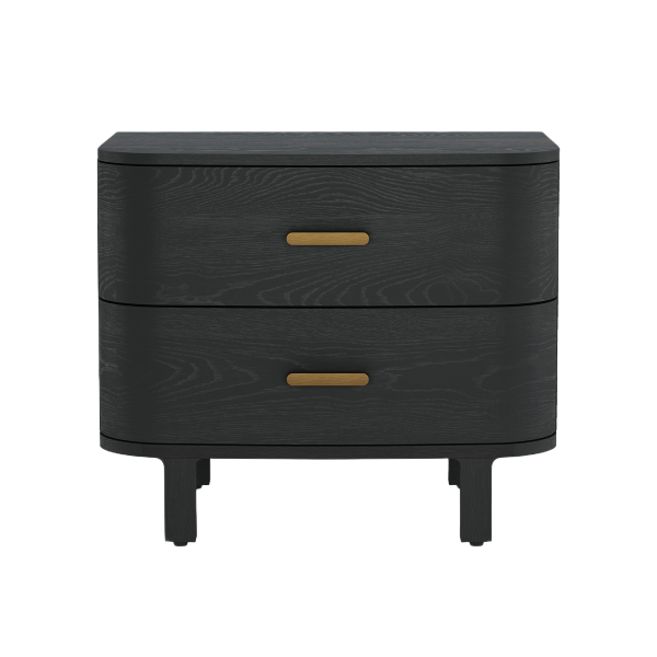 Solara 30" Solid Wood Nightstand in Black (2-Drawer)