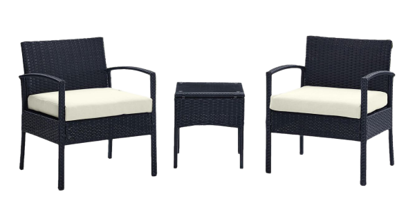 Noli 3-Piece Conversation Set in Black and Cream