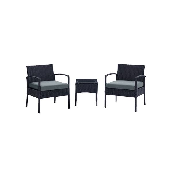 Noli 3-Piece Conversation Set in Black and Weathered Grey