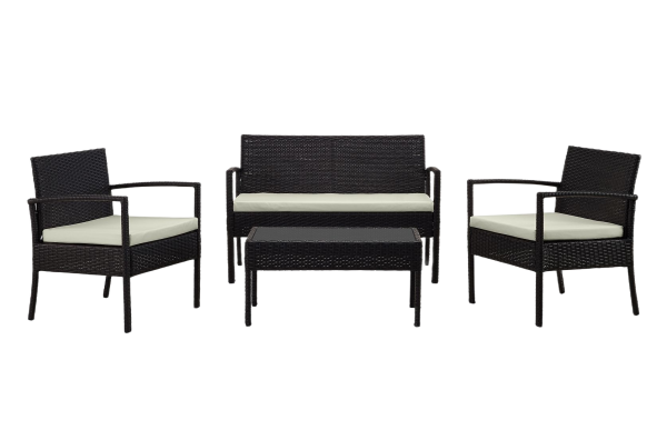 Noli 4-Piece Conversation Set in Black and Cream