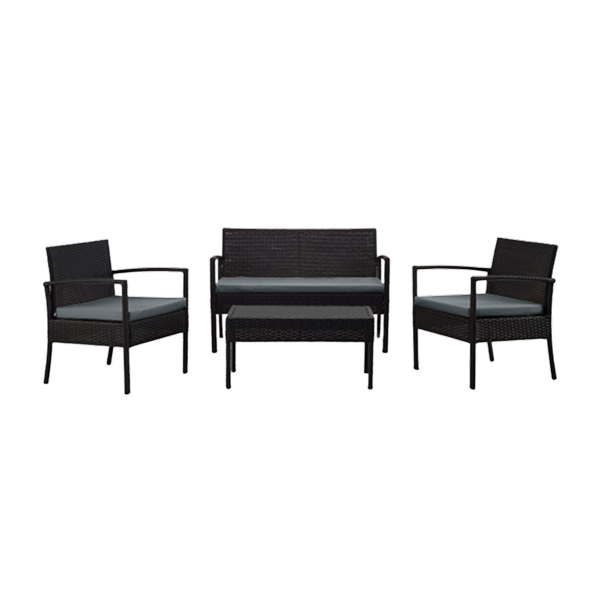 Noli 4-Piece Conversation Set in Black and Weathered Grey