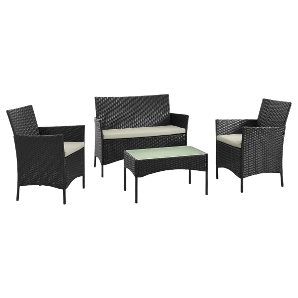 Imperia 4-Piece Conversation Set in Black and Cream