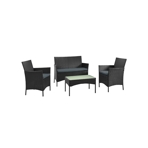 Imperia 4-Piece Conversation Set in Black and Weathered Grey