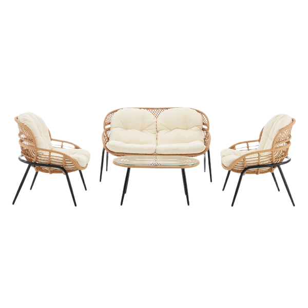 Pine 4-Piece Conversation Set in Cream