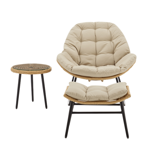 Benson 3-Piece Lounge Chair Set in Cream