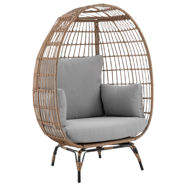Spezia Freestanding Egg Chair in Tan and Weathered Grey