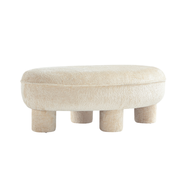 Tribeca  Chenille Accent Ottoman in Cream