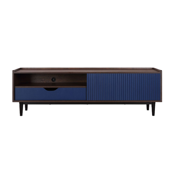 Duane 59" Fluted TV Stand in Navy Blue