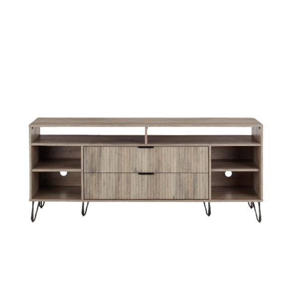 Dumbo 63" Fluted TV Stand in Rustic Grey