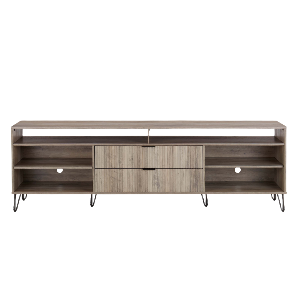 Dumbo 85" Fluted TV Stand in Rustic Grey