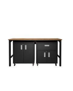 3-Piece Fortress Mobile Space-Saving Garage Cabinet and Worktable 2.0