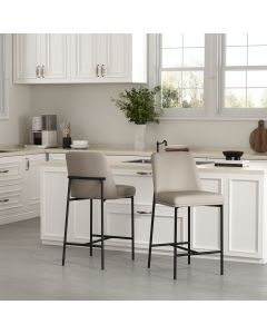 Loft Metal Vegan Leather Counter Stool - Set of 2