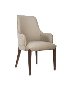 Belmont Chenille and Faux Leather Wood Upholstered Armchair